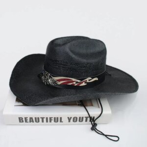 Outdoor vintage belt hollow breathable hard cowboy hat sunshade top