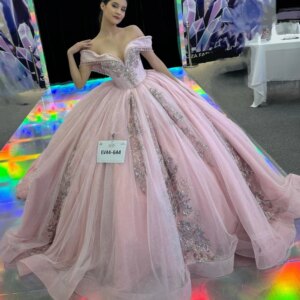 EVLAST Customized Pink Quinceanera Dress Ball Gown Applique Beaded Crystal Mexico Corset Sweet 16 Vestido De 15 Anos E3Q364