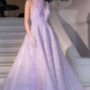 Lots Beads Evening Dress Handmade Deep V vestido de festa Islamic Dubai Kaftan Saudi Arabic Evening Prom Dress