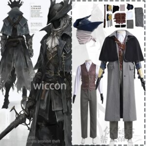 Gehrman Cosplay Anime Game Bloodborne Costume Trench Coat Hat Gothic Uniform Suit For Man Halloween Christmas Party Customized