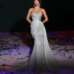 Exquisite Evening Dresses Strapless A Line Sleeveless Floor Length Lace Fit Formal Event Wedding Celebrity Prom Party Gowns
