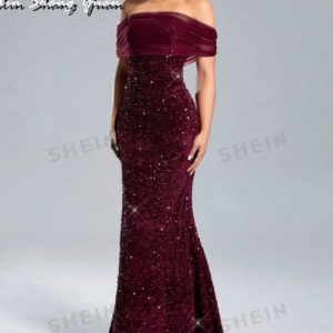 Customized Evening Dress Exquisite Sequined Boat Neck Off the Shoulder Sleeveless Prom Gowns Mermaid Floor Length Party Dresses