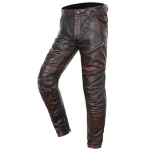 Brown Vintage Real Leather Pants Men’s Cowhide Motorcycle Riding Windproof Trousers Plus Size 5XL Genuine Thick Biker’s Pants