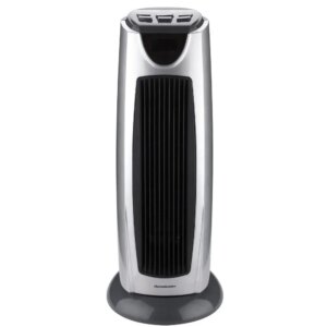 Homeleader NSB-200C4L 1500W Tower Heater, Ceramic Oscillating Heater with Remote Control, LCD and Timer, Black Silvery