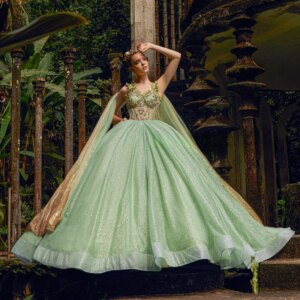 Glitter Green Charro Quinceanera Dresses Ball Gown Sweetheart Appliques Beaded Puffy Mexican Sweet 16 Dresses 15 Anos Customized