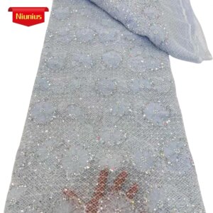 2025Latest High Quality Soft Elegant Luxurious Mesh lace With Lots Beads Stones Fabric For Party Evening Dresses NN2931_Z