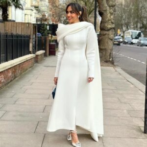 CustomizedSimple Modern Style Formal Evening High Collar A-line Ankle-Lengths Bespoke Occasion Dresses