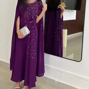 Vintage Long Sleeves Scoop Neck Prom Dresses Beadings Sequins Chiffon Ankle Length Vestidos De Fiesta Evening Dresses