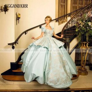 Customized Princess Mint Green Fairy Ball Gown Quinceanera Dress Puffy Skirt Lace Applique Vestido De 15 Anos roxo Sweet 16 Gown