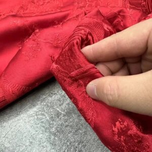 Embroidered Red Clothing Fabric High Quality Real Silk Fabric