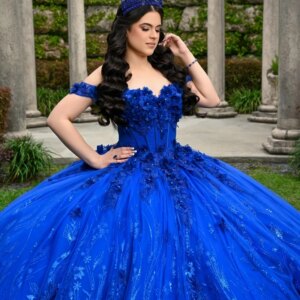 Royal Blue Shiny Quinceanera Dresses Off Shoulder Ball Gown Sweet 16 Dress Beads Sequin Applique Flower Tull Birthday Party Vest