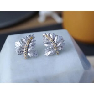 925 Silver Gilded Leaf Earrings