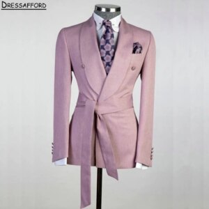 Pink Formal Men Business Occasion Tuxedos Grooms Wedding Party Prom Male Suit 2 Piece Set Blazer Pants