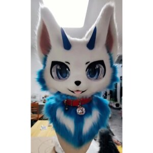 Furuit Long-haired Cat and Fox Mascot Head Party Halloween Fur Role Play
