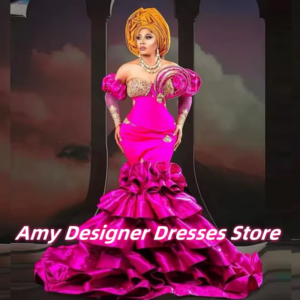 Luxury Tiered Evening Dresses Off The Shoulder Exquisite Lace Applique Birthday Party Dress Long Mermaid Prom Gowns Customized