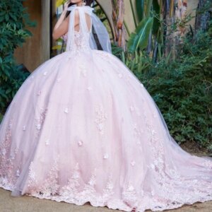 Elegant Blush Pink Princess Girl Quinceanera Dresses Lace Applique Ball Gown Prom Party vestidos de 15 quinceañeras Customized