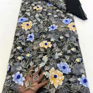 New Design Flower For Bridal Lace Fabric High Quality Lace Tulle Lace Fabric 2025 Luxury Hand Beaded For Wedding Dresses 5 Yards