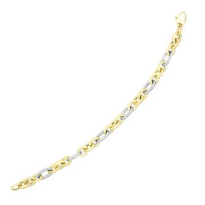 14k TwoTone Gold Long and Short Style Oval Link Bracelet