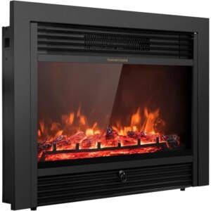 Electric Fireplace Insert, Wall Recessed/Mounted, Freestanding Fireplace with Remote Control, 3 Color Adjustable Flames,