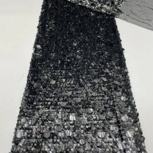 2025 New African French Nigerian High End Lace Fabric With Sequins Mesh for Embroidery Wedding Party Bride Sewing Dress