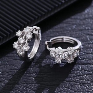 Provence Hoop Earrings for Women 14KGold DEF/VS Lab Diamonds Engagement Jewelry Huggie Earring Cartilage Piercing Customized