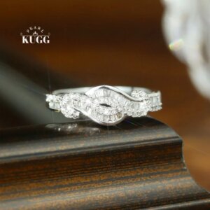 KUGG 100% 18K White Gold Rings Fashion Cross Design 0.40carat Real Natural Diamond Engagement Ring Women Luxury Wedding Jewelry