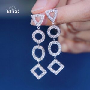KUGG 100% 18K White Gold Earrings Fashion Shiny Design 2.0carat Real Natural Diamond Drop Earrings for Women Senior Banquet