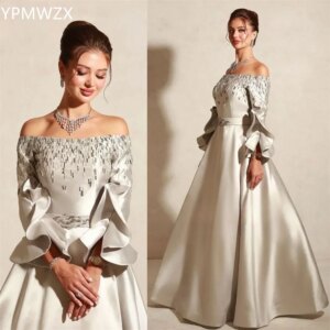 Customized Evening Dress Party Occasion Formal Women YPMWZX Off-the-shoulder Ball Floor Length Skirts Draped Bead Bespoke