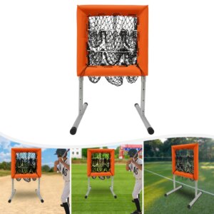 Baseball Pitching Net, Adjustable Baseball Pitching Target Net with Strike Zone, Portable Orange Baseball Rebounder Net