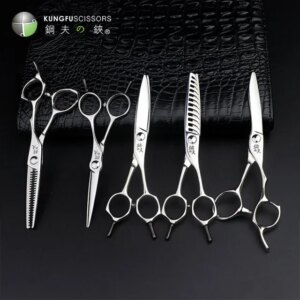 KUNGFU Barber VG10 Hair Scissors Cutting Salon Professional Hairdresser Thinning Scissors Set
