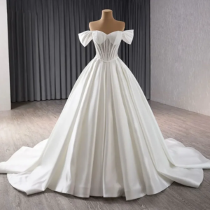 Customized  Simple White Women’s Strapless Wedding Dresses Sateen Bridal Gowns A-Line Dresses vestidos de novia de talla grande