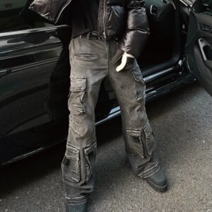 Multi-Pocket Skinny Jeans Heavy Washed Micro Elastic Fabric 24 New Winter Models