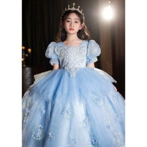 Luxury formal Girls sequin Princess Dress Flower Baby Birthday Dresses Teen Ball Gown Dress Children Wedding Clothing
