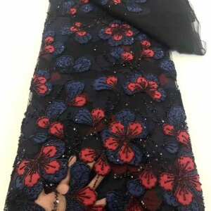 2025 Luxury New Fashion Design Tulle Lace Fabrics High Quality Hand Embroidered Lace Sequins Beads Making Women’s Wedding Party