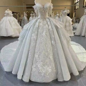 robe mariée Off Shoulder Sweetheart Beading Crystal Ball Gown Wedding Dress Lace Long Bridal Dress vestido de novia
