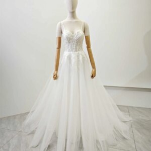 Spaghetti Straps Sweetheart Sexy Women’s Wedding Dress Beaded Lace Mesh Bridal Gown With A Small Train A-Line Vestido Dress