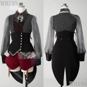 Nyamu Yutenji BanG Dream! Ave Mujica Cosplay Black Suit Red Pant Purple Wig Prop Girl Women Outfit Party Carnival Cos Customized