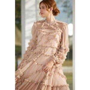 Women’s Elegant Formal Evening Dresses Fashion A-Line High Waist Vintage Club Party Dress Hollow New Out Print Dissymmetry Dress