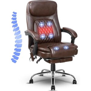 NOBLEMOOD 6 Point Massage Office Chair, Heated Executive Office Chair with Vibrating Massage Function