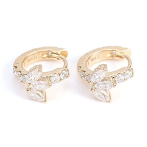 Provence 10K Yellow Gold Hoop Earrings for Women Marquise Cut D Color Custom Jewelry Women’s Huggies Earrings GRA Certificate