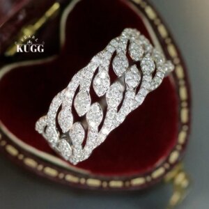 KUGG 100% 18K White Gold Rings Luxury Shiny Design 0.60carat Real Natural Diamond Engagement Ring for Women High Wedding Jewelry
