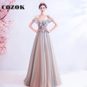 Charming Tulle Sweetheart Neck Evening Dress A Line Sexy Illusion Cap Sleeve Floor-Length Prom Gown Robes De Soirée DC57