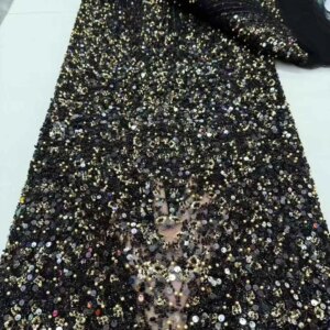 2025 New African French Nigerian High End Lace Fabric With Beads Sequins Mesh for Embroidery Wedding Party Bride Sewing Dress