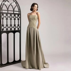 Customized YPMWZX Strapless A-line Floor length Skirts Draped Sleeveless Bespoke Occasion Dresses