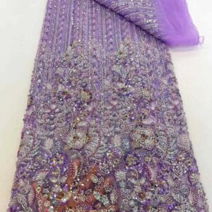 2024 Luxury High Quality Dubai Sequence Mesh Material Royal Bridal Beaded Lace Fabric For Wedding Dresses