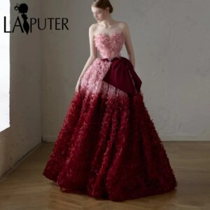 Decent Fading Red Flower Evening Dresses A line Off Shoulder Puffy Party Dress Big Bow Peplum Pink Top Formal Dress for Girl