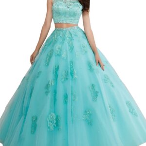 Women’s Two Pieces Quinceanera Dresses Lace Sequined Tulle Girl’s Sweet 15 16 Prom Birthday Party Gowns vestidos de fiesta