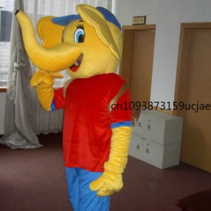 Red Small Elephant Mascot Costume Animal Elephant Cosplay Costume Birthday Cartoon Character Mask Party Fancy Dress Carnival Eve