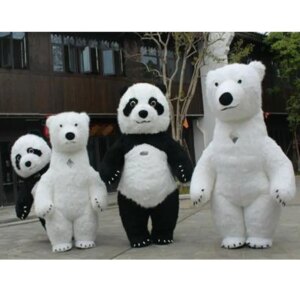 Giant Panda Inflatable Costume Street Funny Polar Bear Mascot Costume Party Role Play Plush Doll Walking Cartoon Costume