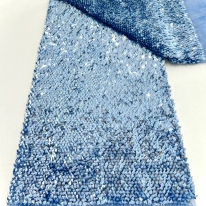 2025 Latest Gorgeous Blue African Laces Fabrics Luxury Nigerian Sequins Mesh Lace Fabric For Party Dress